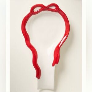 Anthropologie Red Ribbon Stoneware Spoon Rest